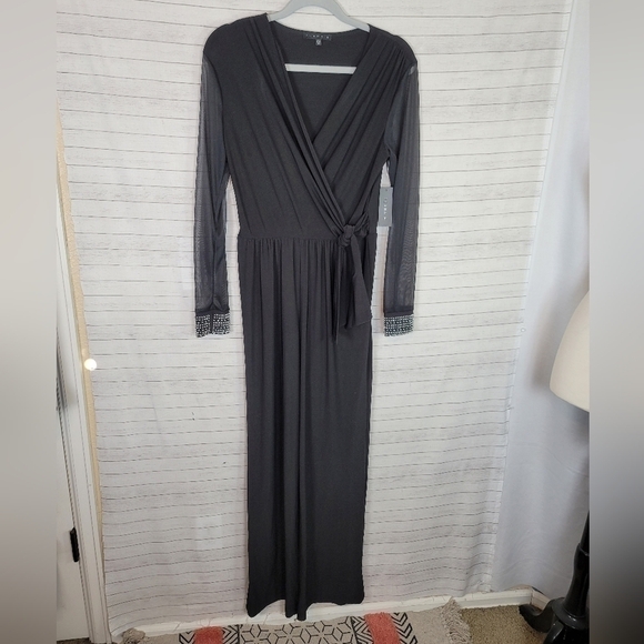 TIANA B. LONG SHEER SLEEVE WIDE LEG JUMPSUIT, SZ MEDIUM - Picture 1 of 16